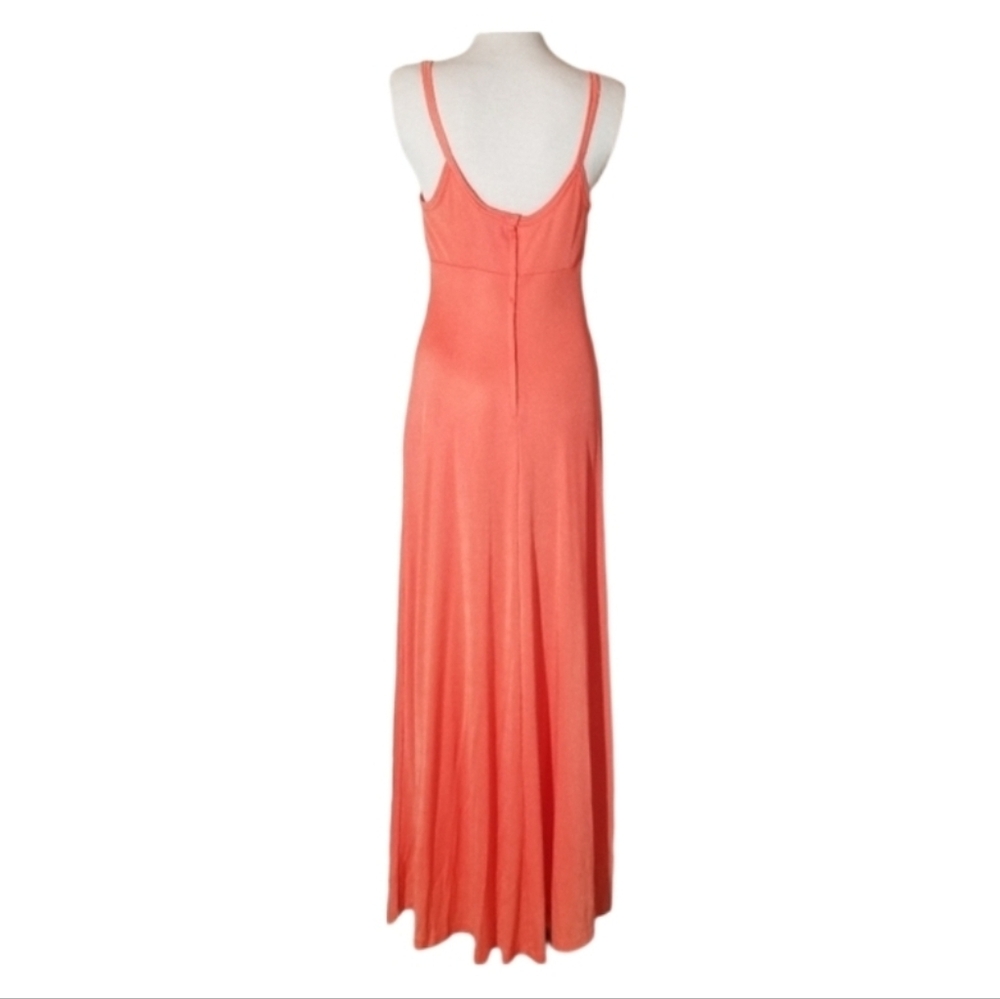Dress Vintage 70s Soft Shimmer Sleeveless Maxi Orange Size S - Picture 6 of 12